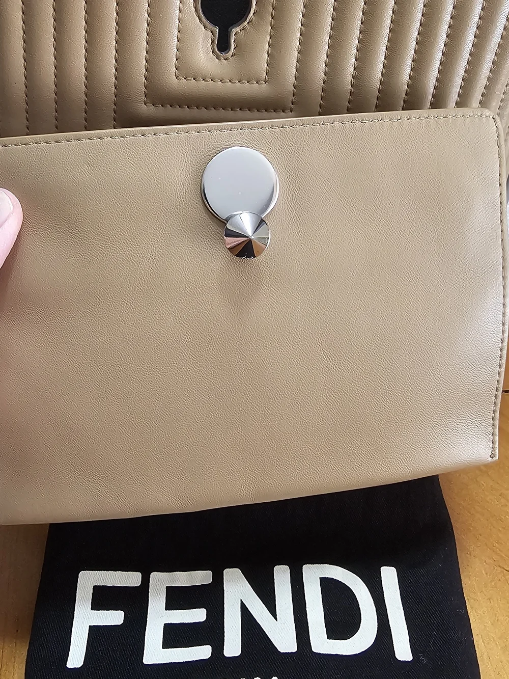 Fendi Dotcom Quilted Leather Shoulder Bag with Silver Chain